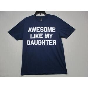 GILDAN Navy Blue Humorous Graphic Lightweight Crewneck T-Shirt Mens Size L